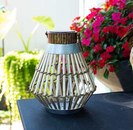 Lumisphere™ Vintage Wicker Solar Lantern - Conical