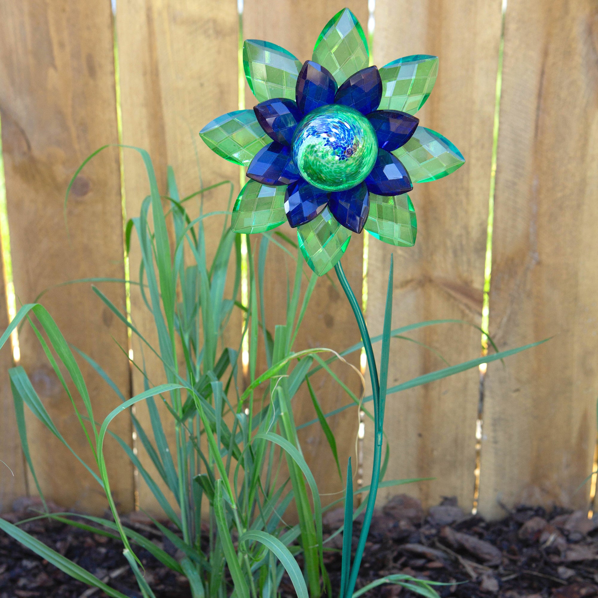Illuminarie Gem Flower Stake - Green/Blue
