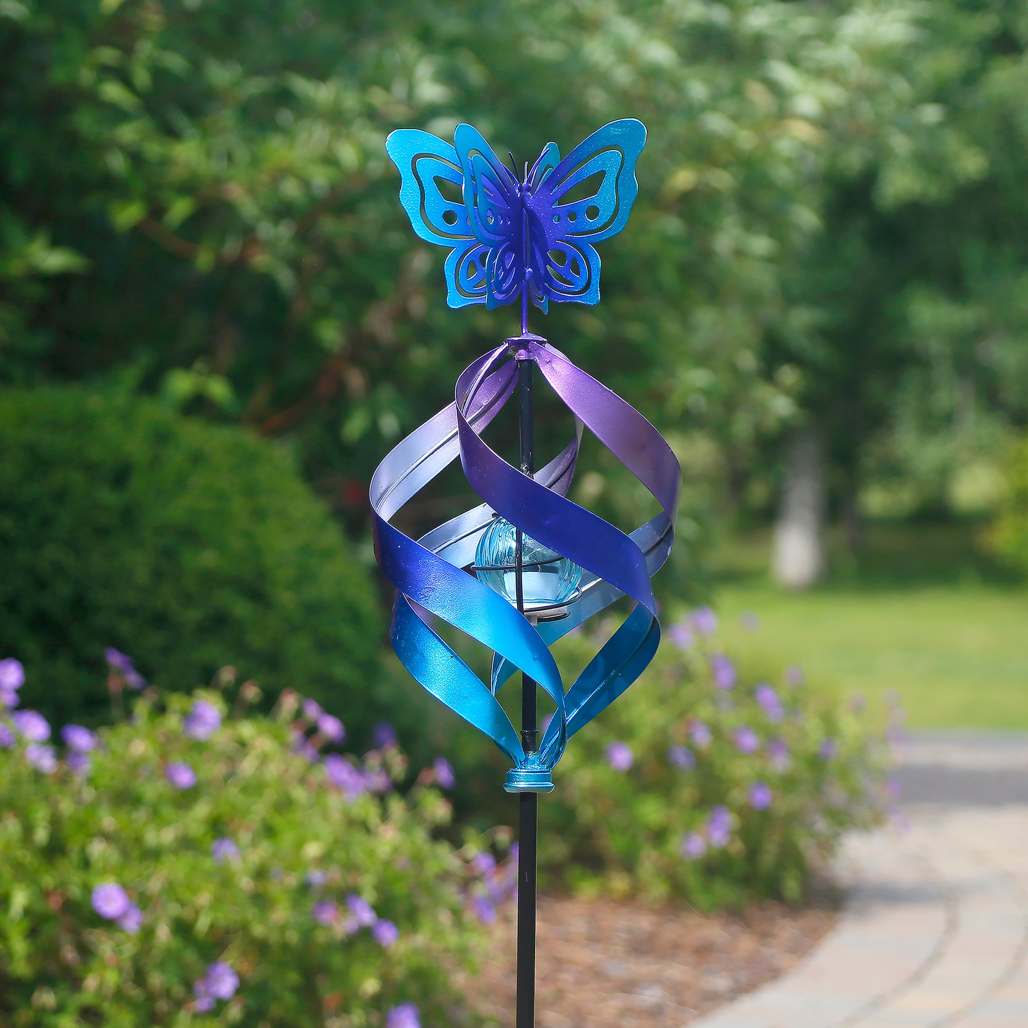 Butterfly Windweaver Solar Spinner Stake
