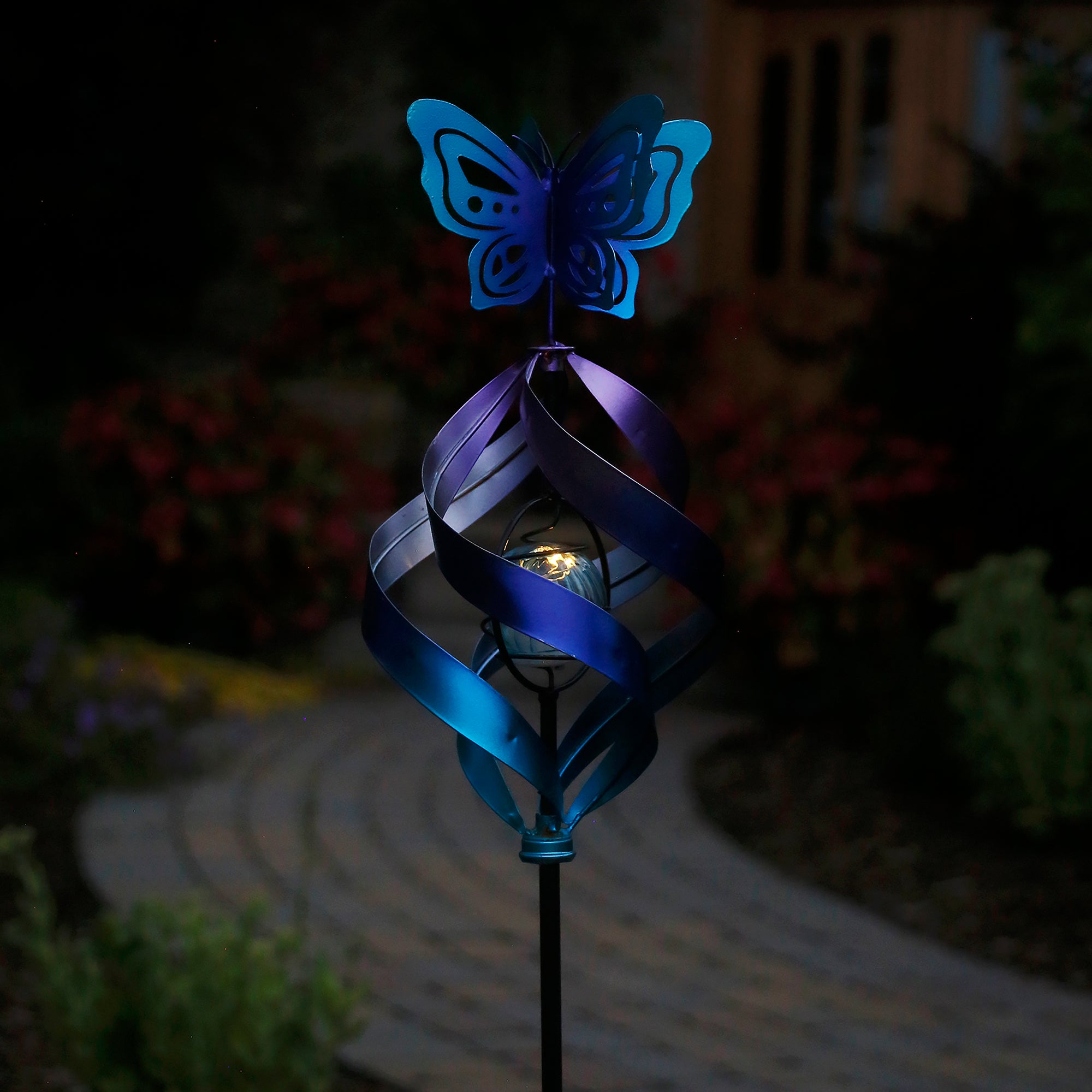 Butterfly Windweaver Solar Spinner Stake