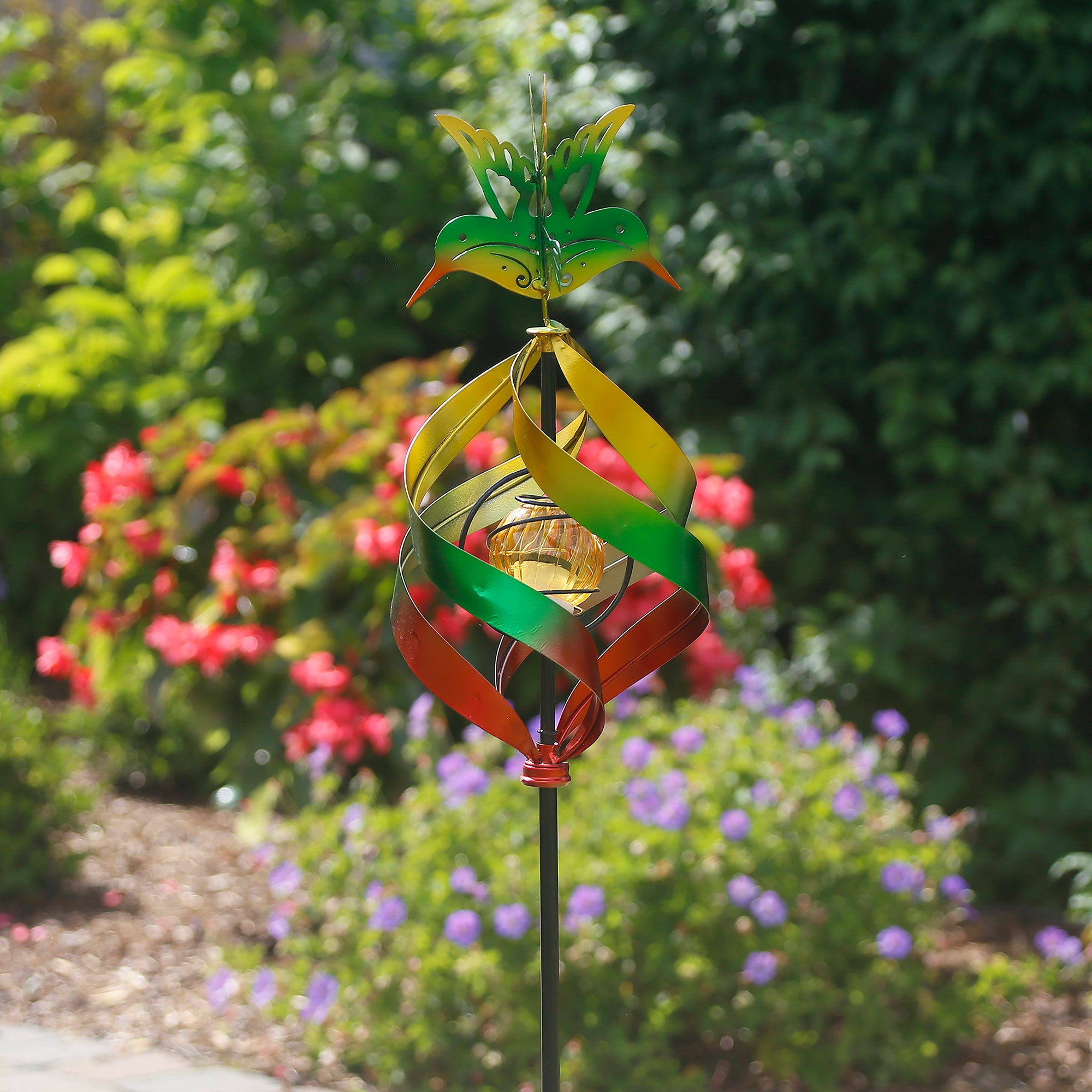 Hummingbird Windweaver Solar Spinner Stake