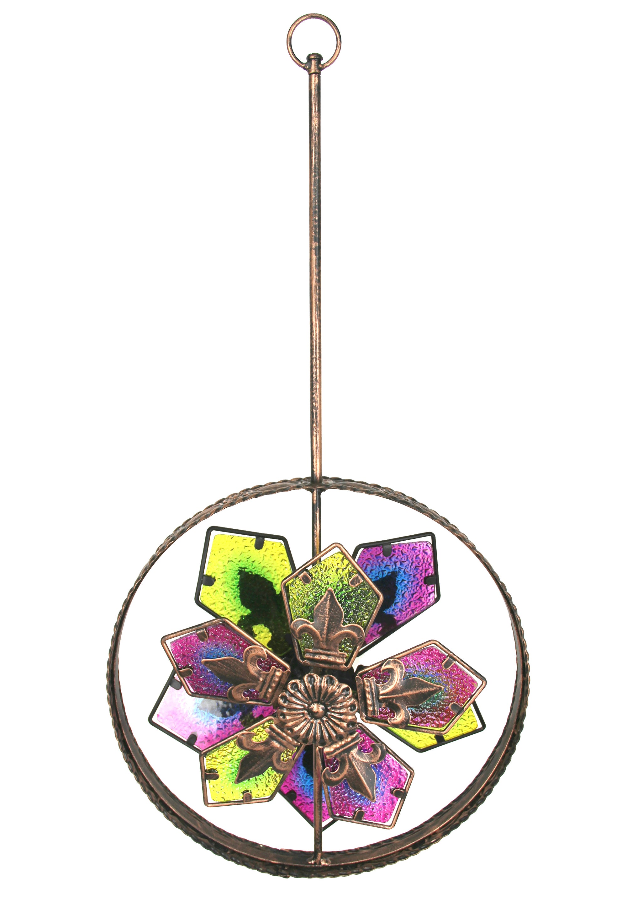 Dual-Motion Hanging Windwheel - Fleur de Lis
