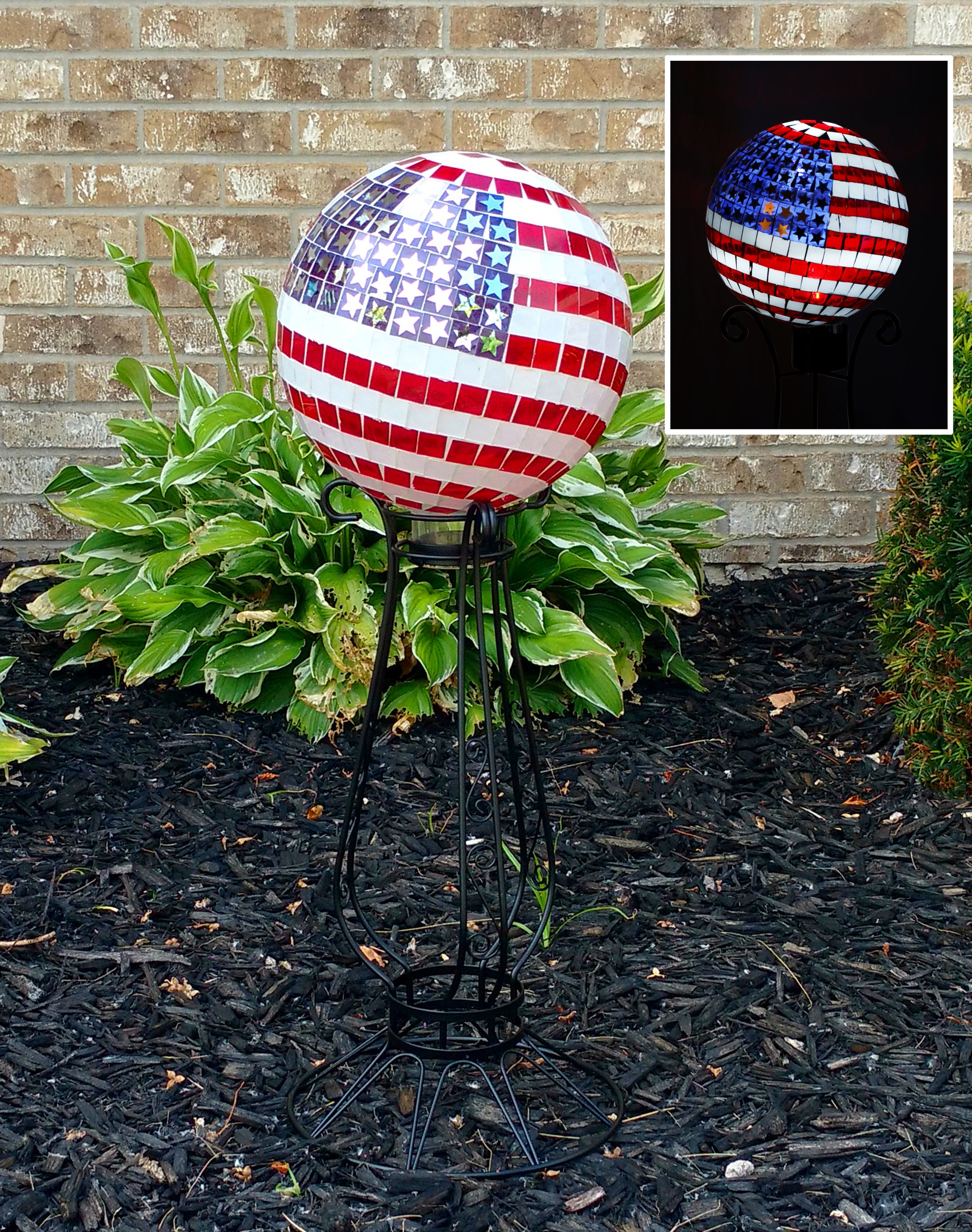10" Stars and Stripes Mosaic Gazing Globe