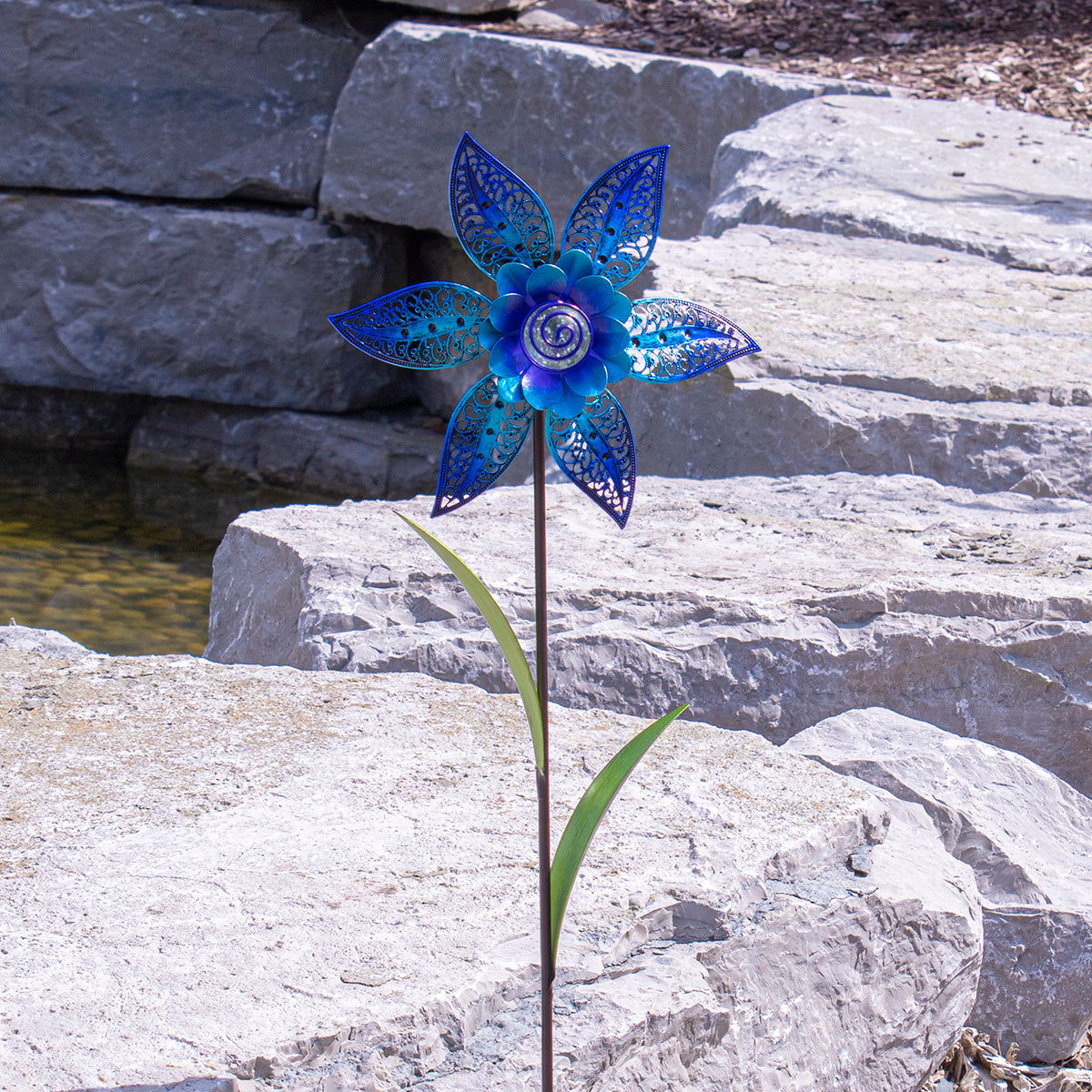 Filigree Flower Pinwheel - Blue