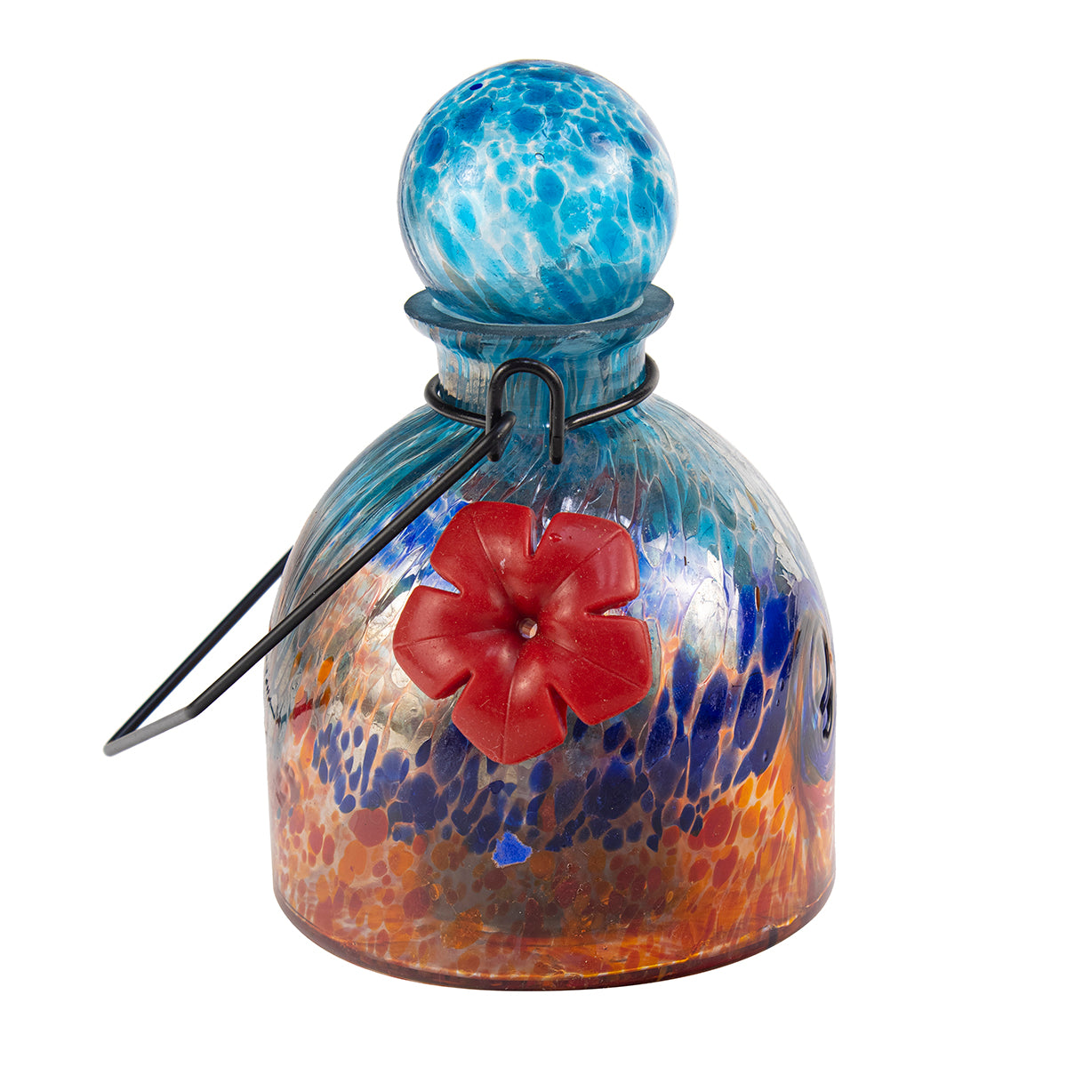 LunaLite Bell Hummingbird Feeder - Aqua/Red