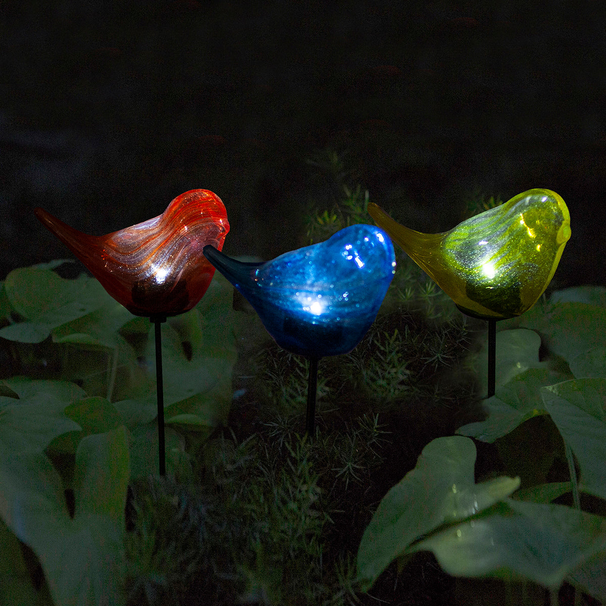 LunaLite Bird Planter Stake Set/3