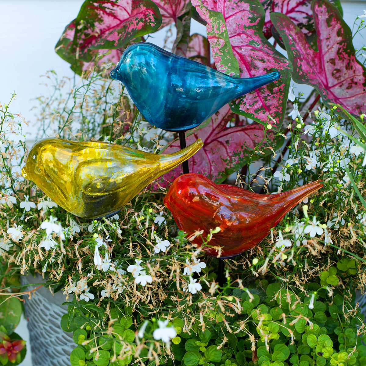 LunaLite Bird Planter Stake Set/3