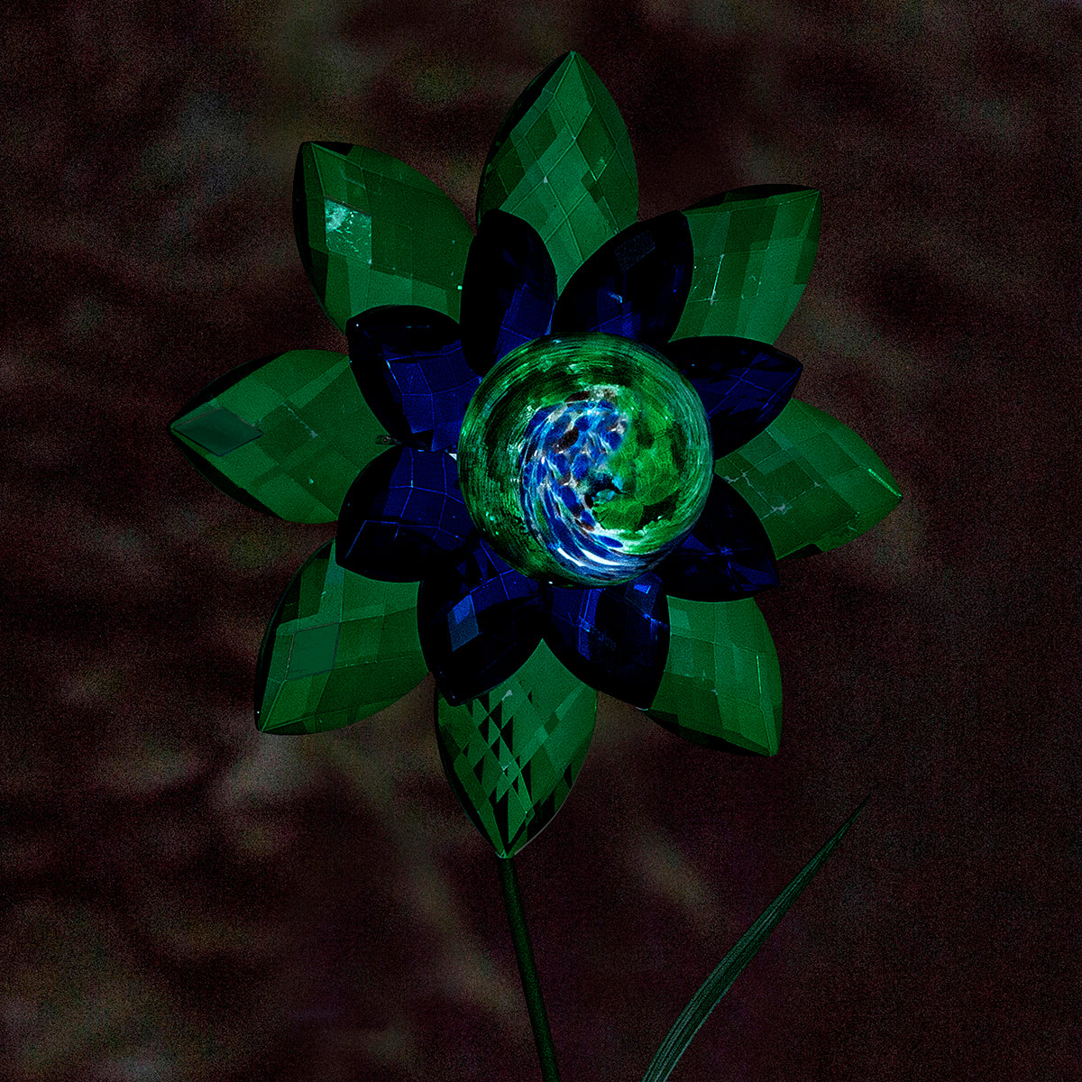 Illuminarie Gem Flower Stake - Green/Blue