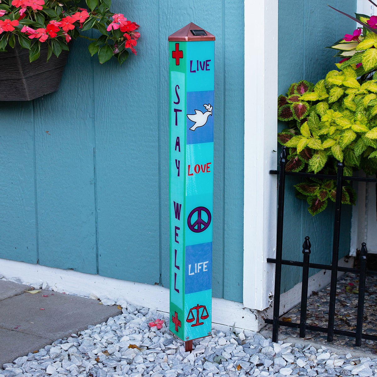 "Stay Well - Stay Healthy" Solar Garden Pole