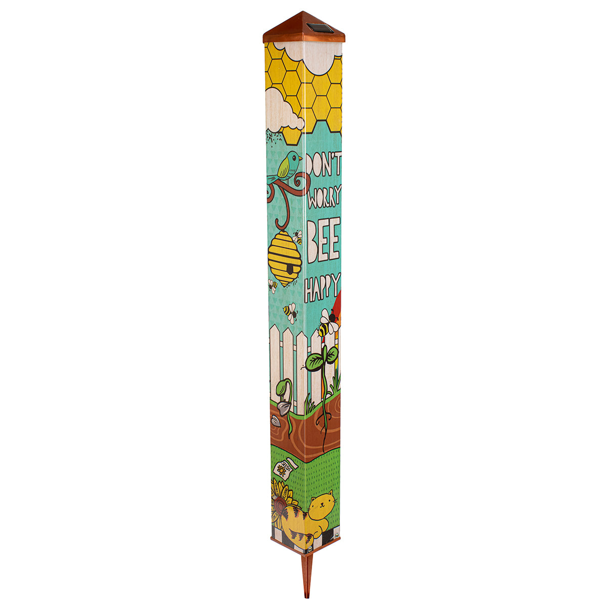 "Don't Worry, Be Happy" Solar Garden Pole