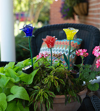 LunaLite Rose Planter Stake - Set of 3