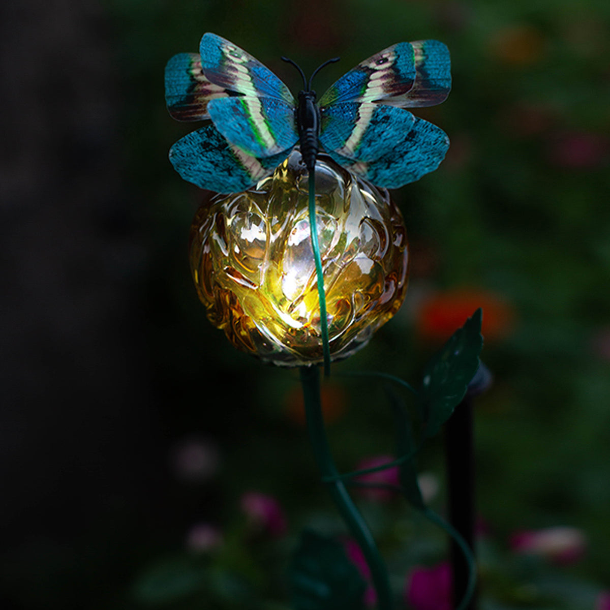 LunaLite Butterfly - Cranium Planter Stake - Amber