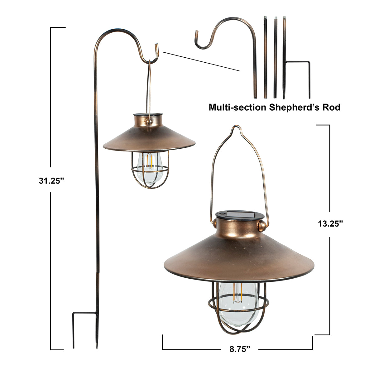 Marine Pendant Edi-Sol Lantern with Shepherd's Rod - Copper