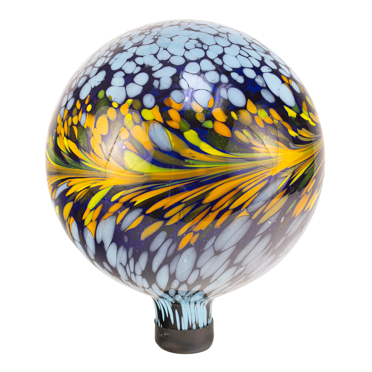10"  Blue-White Peacock Burst Globe