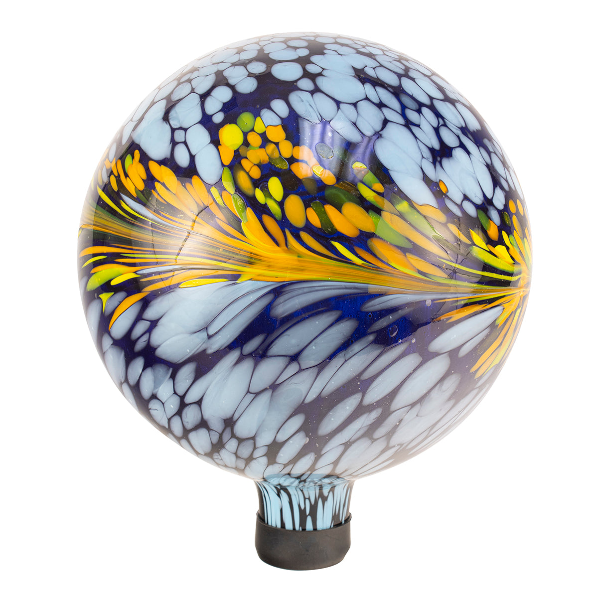 10"  Blue-White Peacock Burst Globe