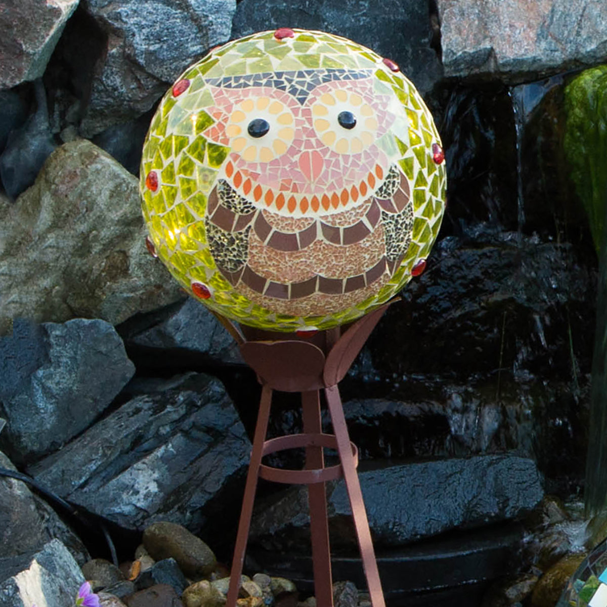 10" Mosaic Owl Gazing Globe