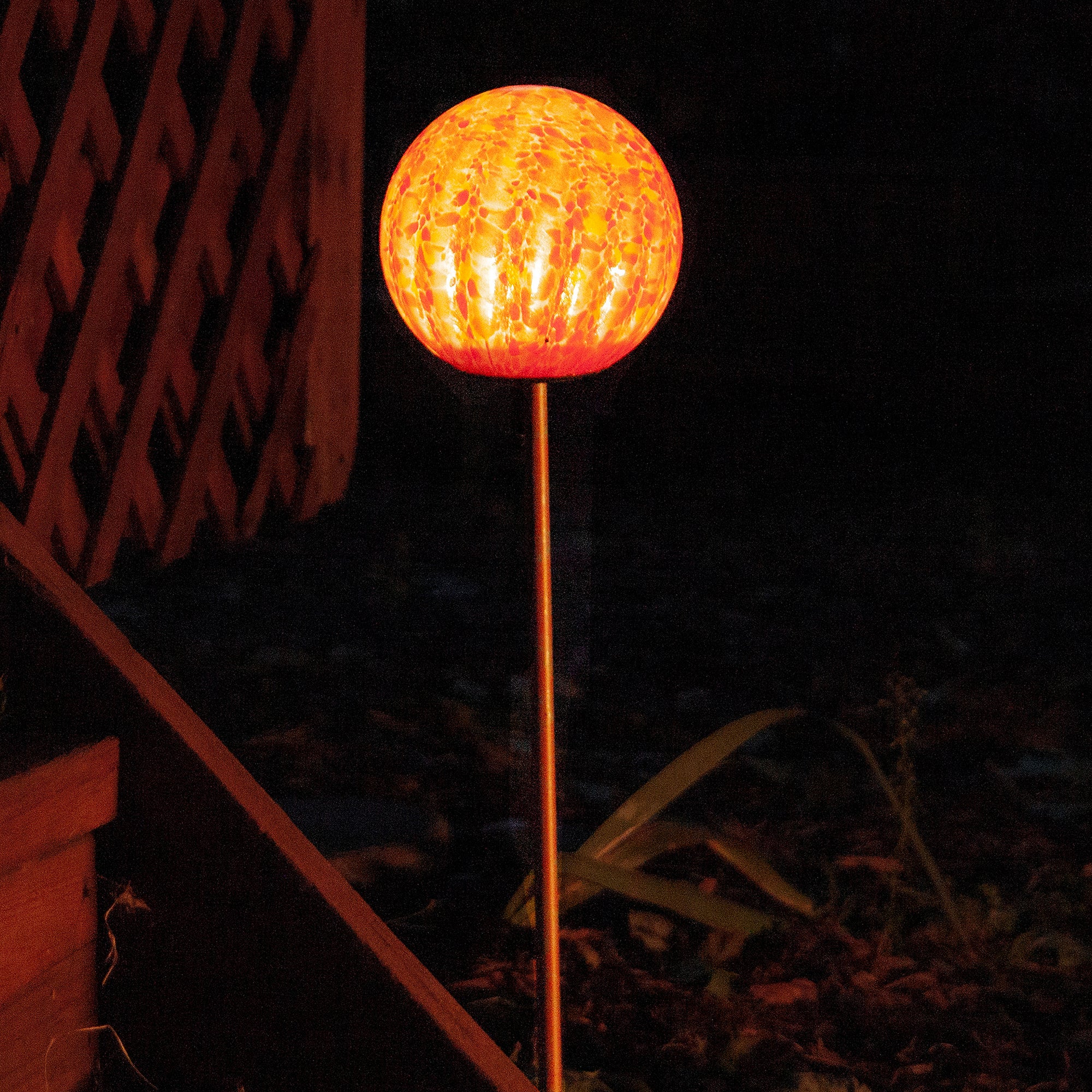LunaLite™ 6" Lollipop Globe Stake - Orange/Red