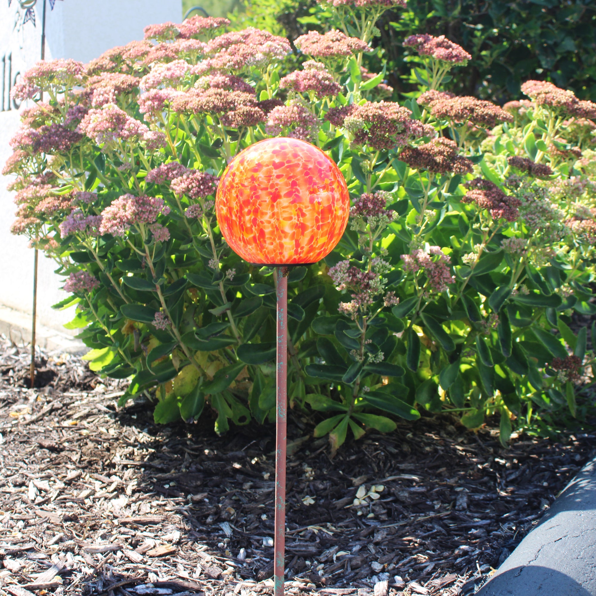 LunaLite™ 6" Lollipop Globe Stake - Orange/Red