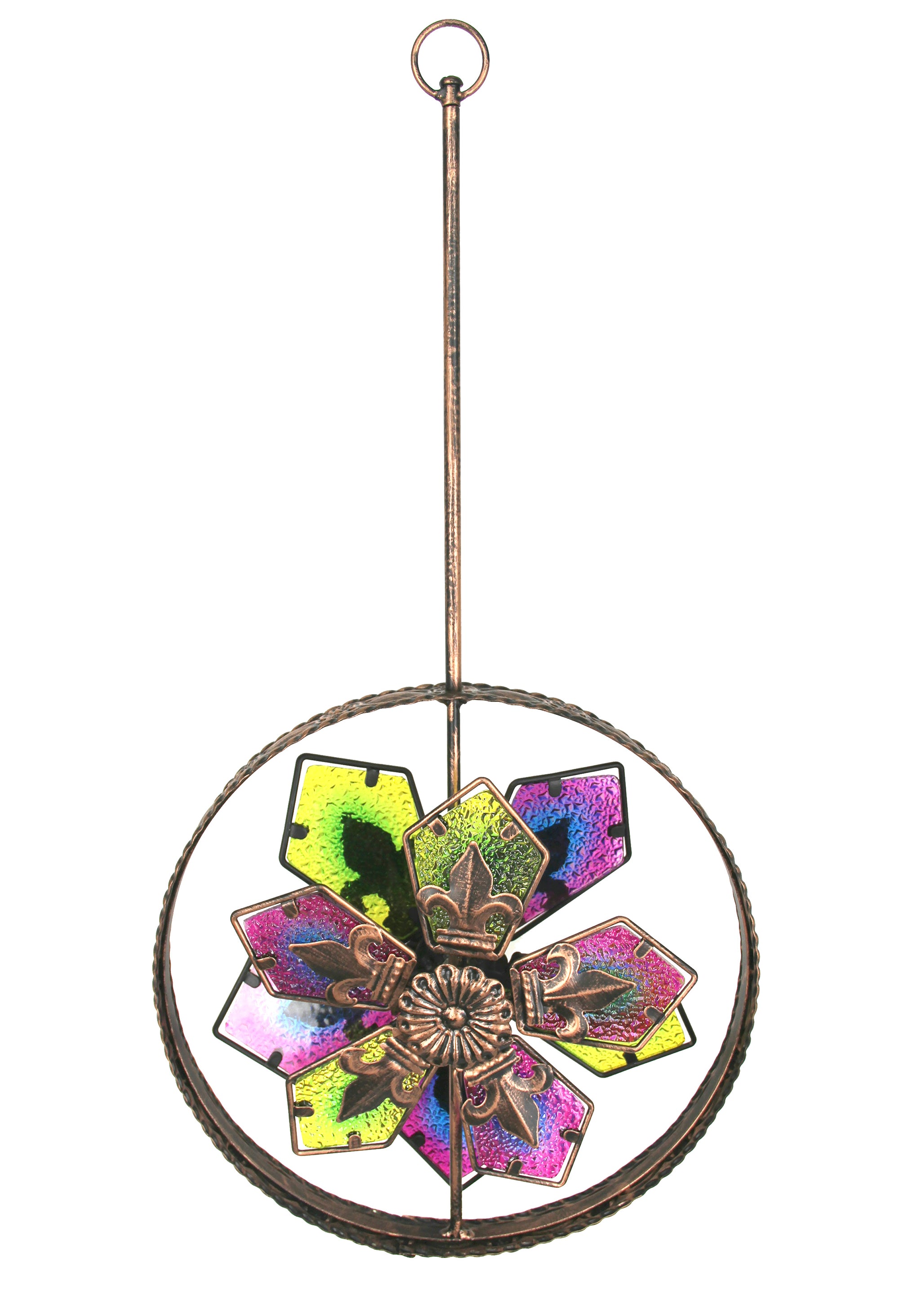 Dual-Motion Hanging Windwheel - Fleur de Lis