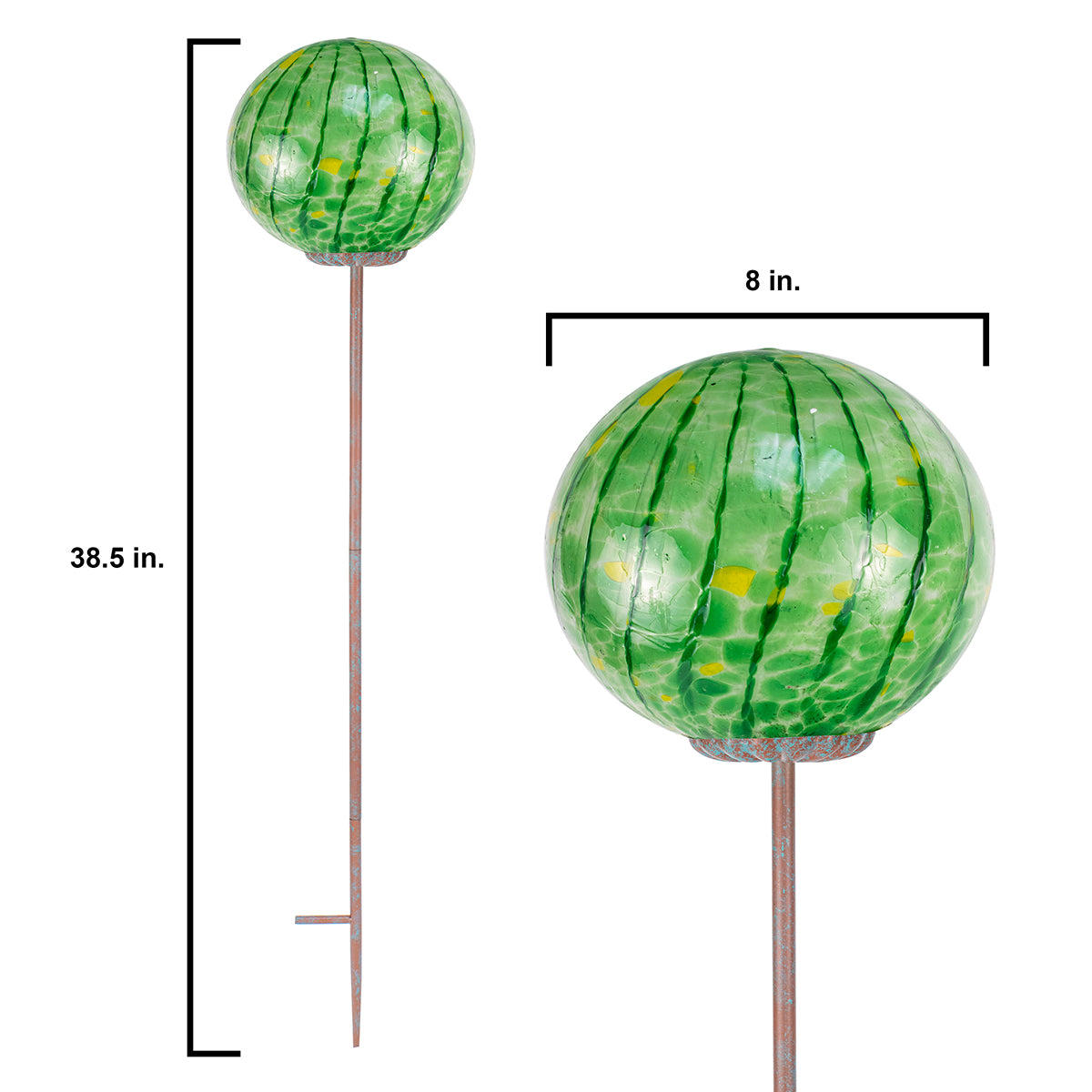 8" Elliptical Lollipop Globe Stake - KD (Green)
