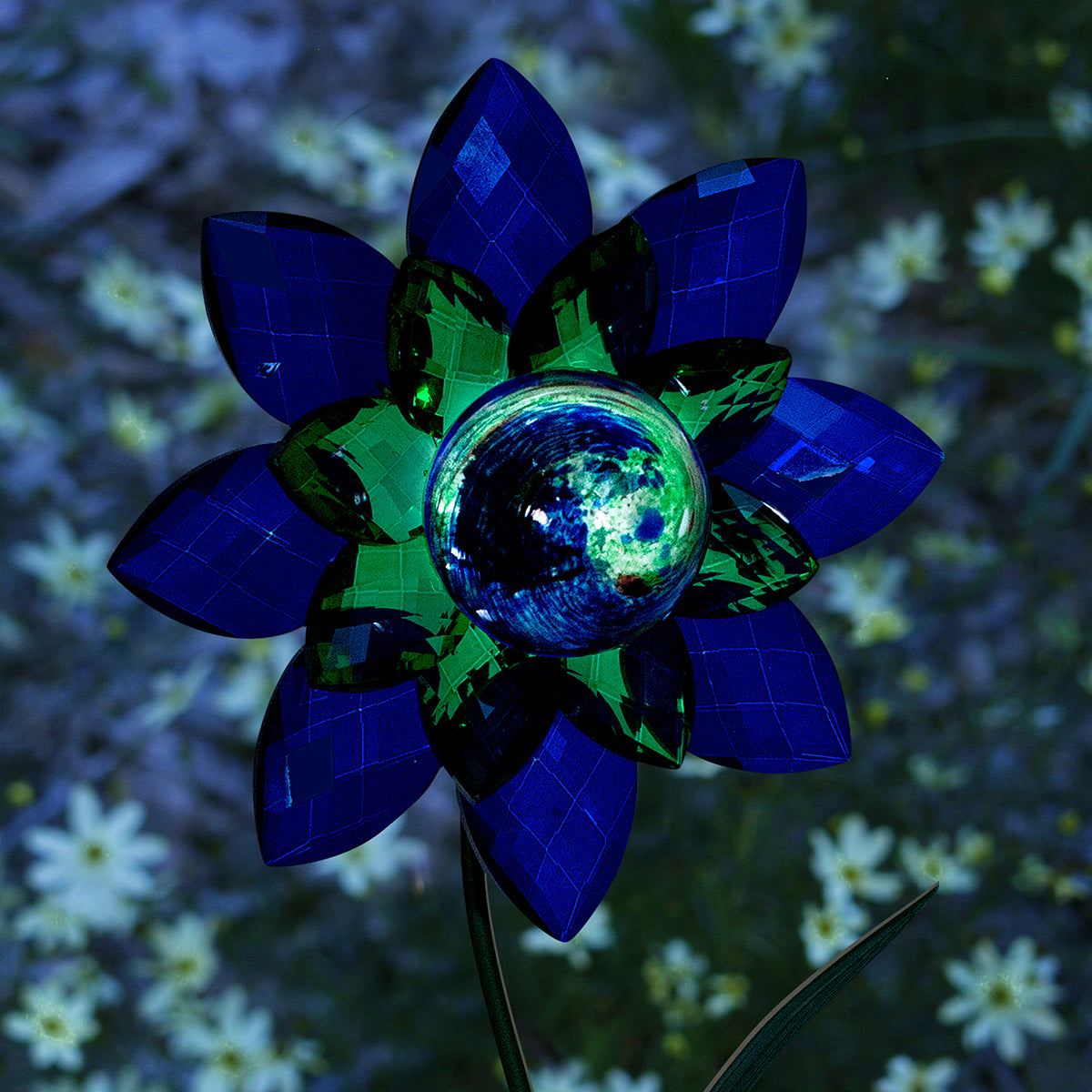 Illuminarie Gem Flower Stake - Blue/Green