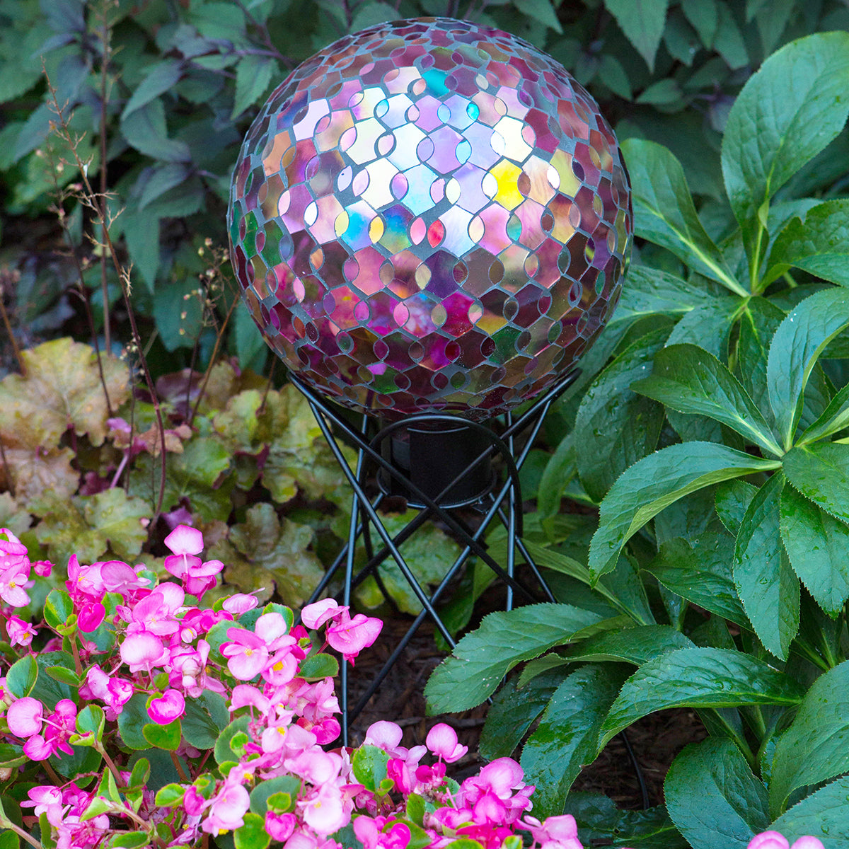 Poinsettia Mosaic Glass Gazing Ball
